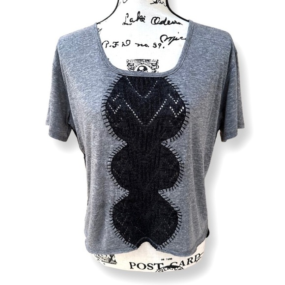 ❗️CLOSING SALE NWT Gypsy 05 Grey & Black Knitted Front Cut Out Back Top S - Picture 2 of 13